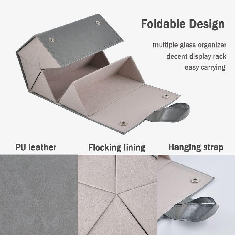 Kenpal Sunglasses Storage Organizer Holder Foldable Travel Case with 5 Slot Compartments for Multiple Glasses - Image 3
